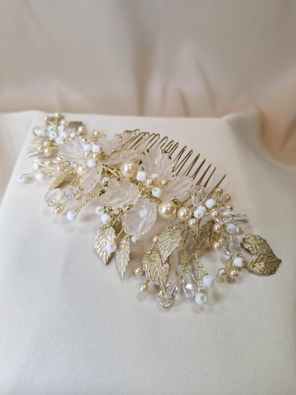 AR787 - Athena Large Comb with Leaf & Flowers – Image 3