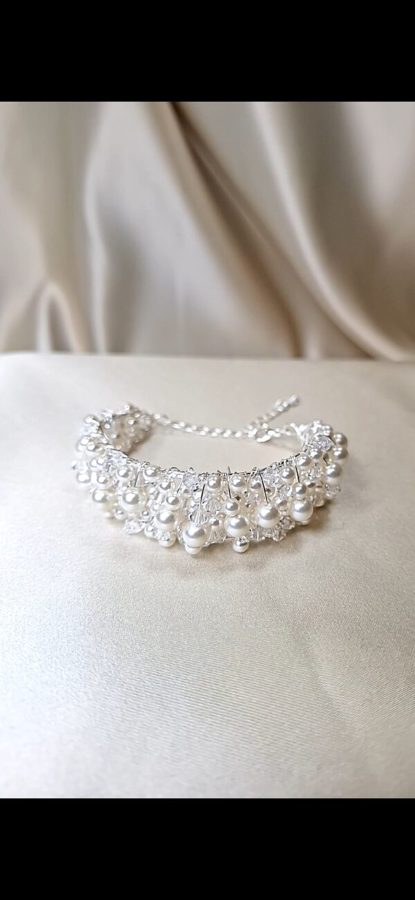 ARW061 Zoe Pearl & Crystal Cuff Bracelet – Image 2