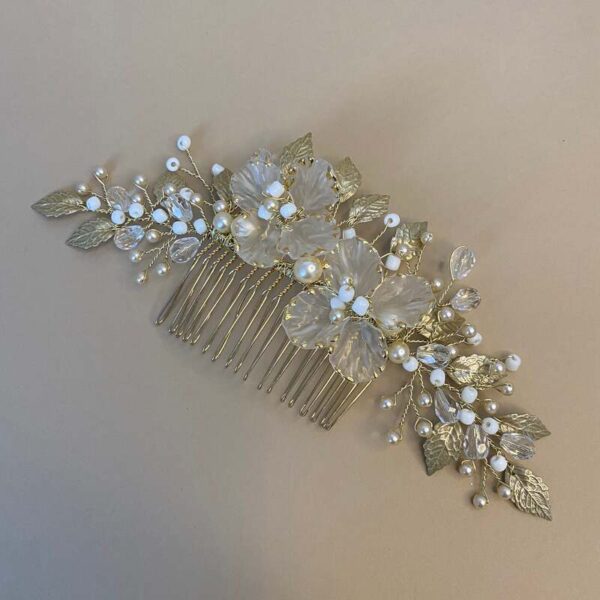 AR787 - Athena Large Comb with Leaf & Flowers
